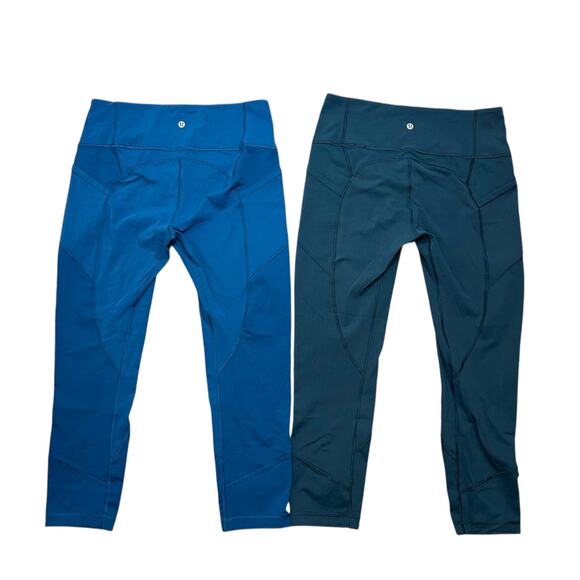 Lululemon All The Right Places Crop II 23" Leggings Sz 10 Set of 2 Blue Green - Picture 2 of 6